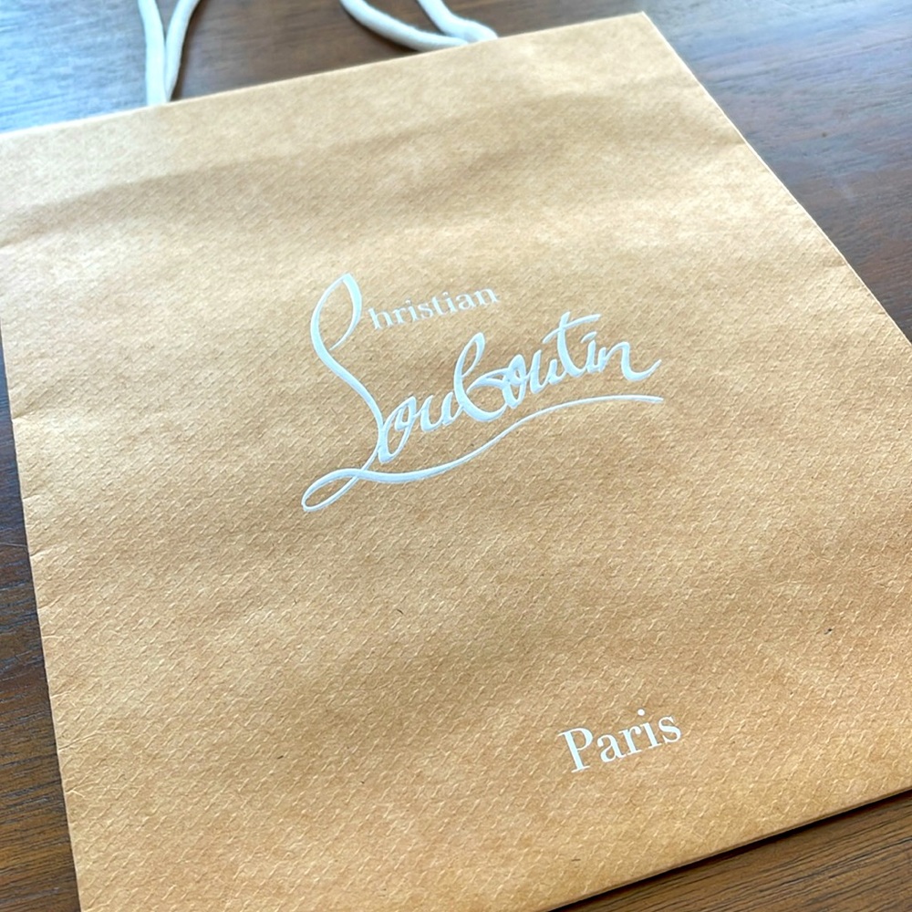 CHRISTIAN LOUBOUTIN Tan Shopping Bag with White Logo